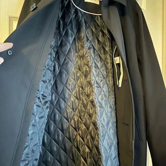 JOSEPH ABBOUD MENS BLACK TRENCH COAT JACKET SUIT OVERCOAT SIZE 46 L WINTER - Picture 5 of 8